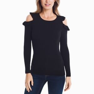 Ruffled Cold Shoulder Sweater